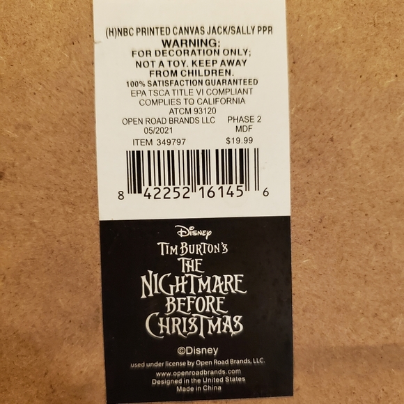 Disney Nightmare Before Christmas Printed Jack Skellington & Sally Canvas Print - Picture 10 of 11